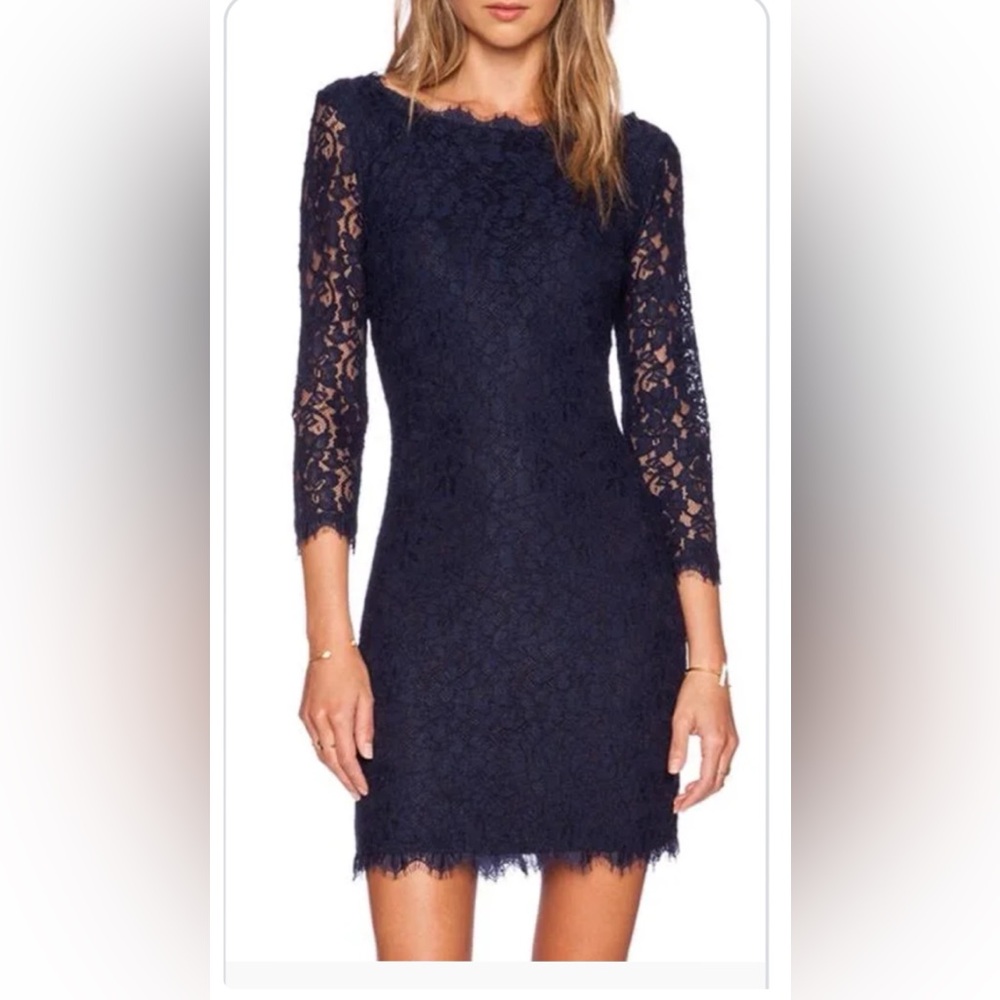 Diane Von Furstenberg lace mid navy dress